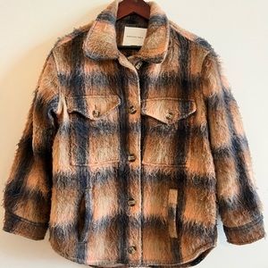Womens XS AE Brushed Plaid Shacket